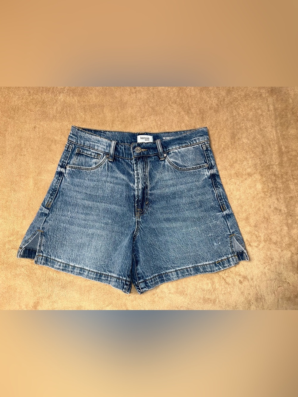 Kensie Vintage Wash Blue Denim High-Rise Shorts